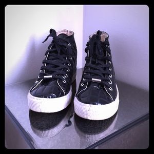 Kurt Geiger Croc Embossed Patent High Top Sneakers