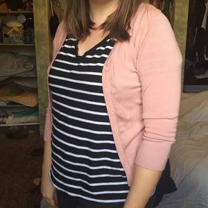Rose colored button up cardigan