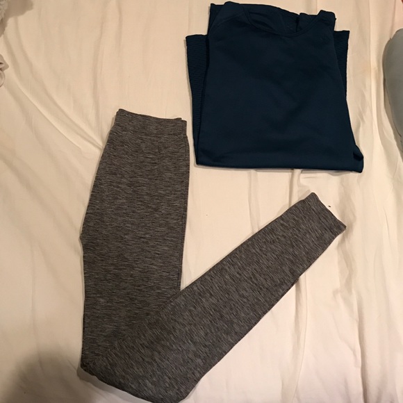 Leggings and long sleeve workout outfit