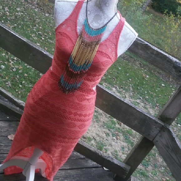 MATERIAL GIRL HIGH LOW CORAL DRESS