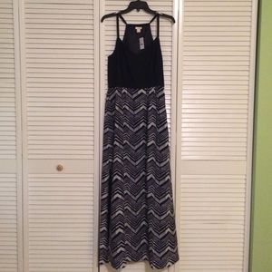 J. Crew blue maxi dress with printed skirt. NWT
