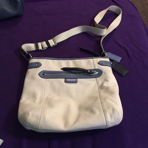 White and Blue Coach Crossbody Hangbag