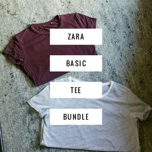 Zara basic tea | burgundy shirt | stripe shirt