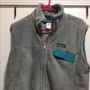 Gray and teal Patagonia vest