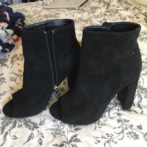 Open toed black booties
