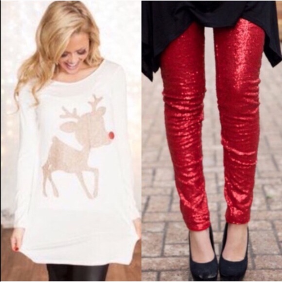 XX The BROOKLYN sequin leggings - RED - Picture 3 of 4