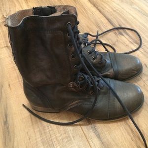 Dark brown combat boots