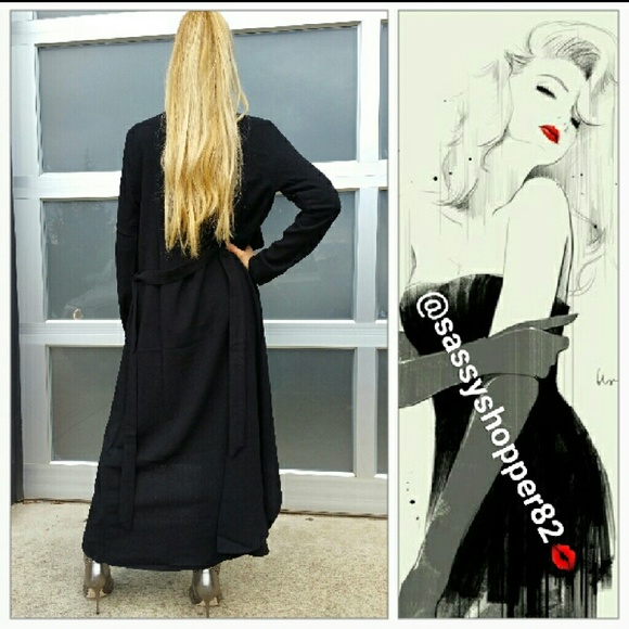 ❤RESTOCKED❤Belted Black DUSTER - Picture 3 of 4