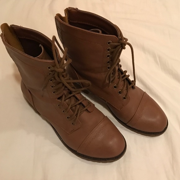 Brown combat boots