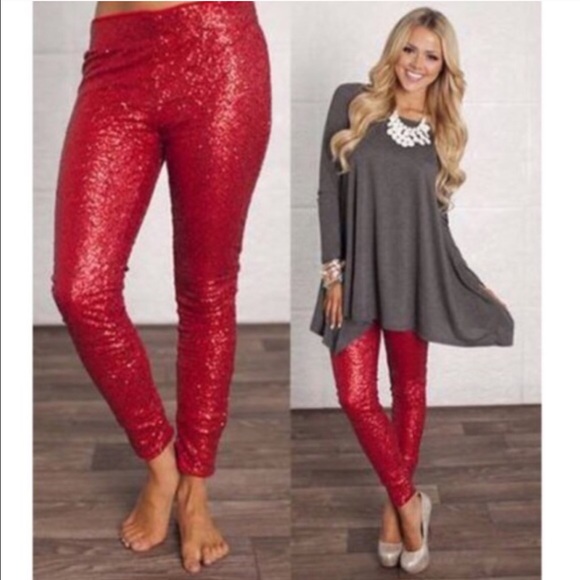 XX BROOKLYN sequin leggings - RED - Picture 3 of 4