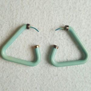 80s Retro Mint Green Triangle Earrings