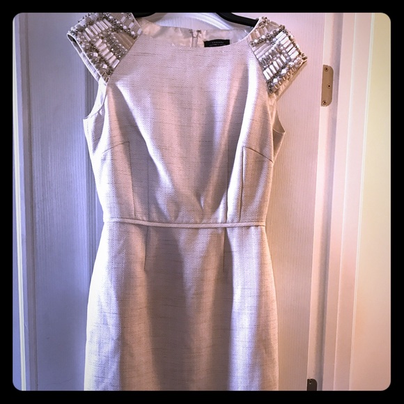 Tahari Beaded Cap Sleeve Dress