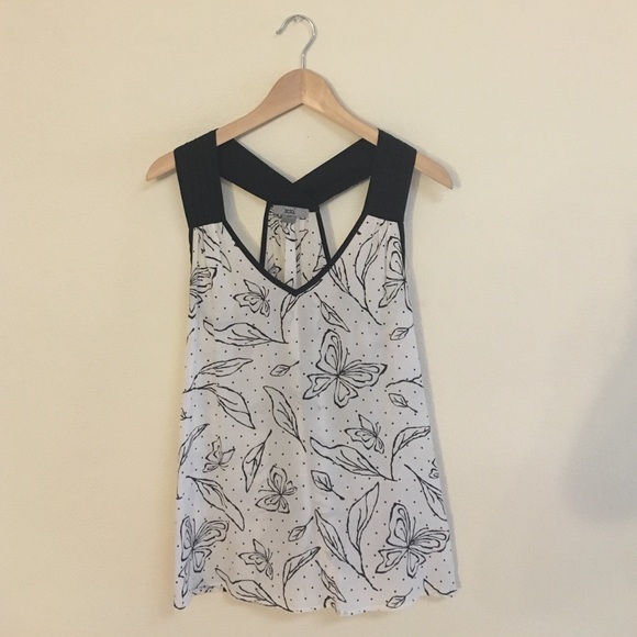 Silk butterfly T back blouse