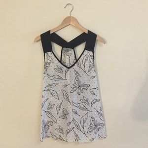 Silk butterfly T back blouse