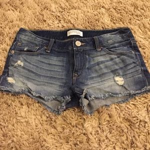 Express distressed denim shorts