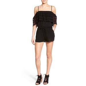 Socialite Black Crochet Off-the-shoulder Romper