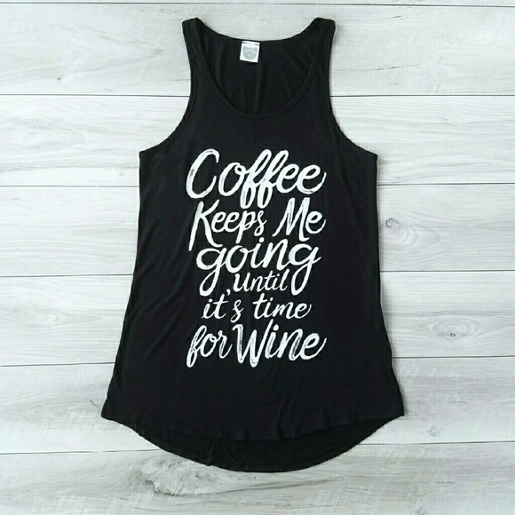 'Coffee & Wine' Black Tank Top