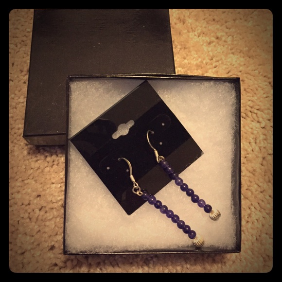 Purple and Silver Drop Earrings