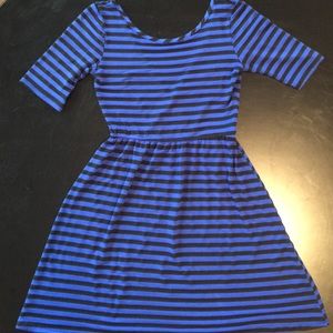 Blue/Black Striped Francesca's Skater Dress