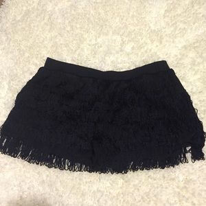 Black fringe shorts