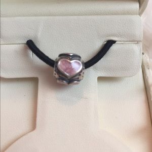 Pink and silver heart Pandora charm