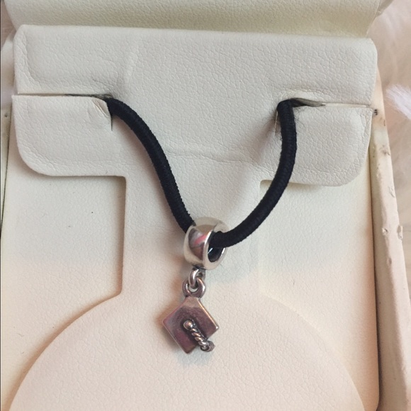 Silver graduation cap dangle Pandora charm