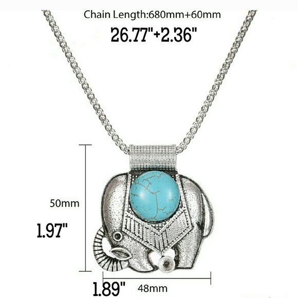 ❌️SOLD Turquoise Elephant Necklace Earrings - Picture 3 of 5