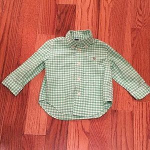 Toddler Green long sleeve button up shirt
