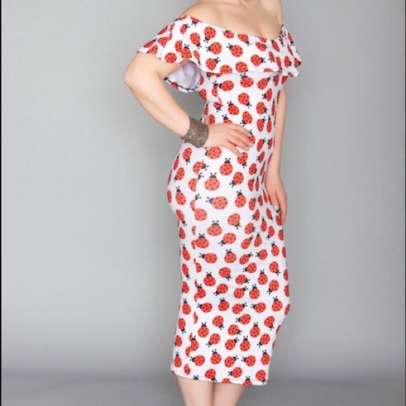 Ladybug Print Wiggle Dress by Designer RUE 107 - Picture 1 of 2