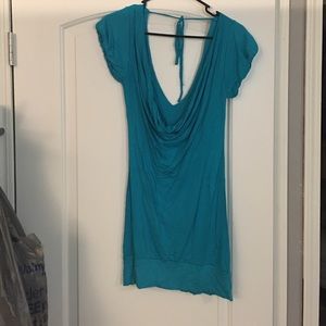 Low cut short sleeve tunic, ties around neck