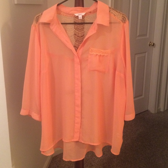 Orange Lace blouse size 1X