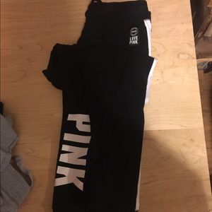 Black PINK joggers, gray PINK joggers