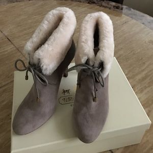 Coach Suede Booties with faux fur.