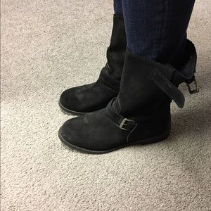 Black suede Moto boots