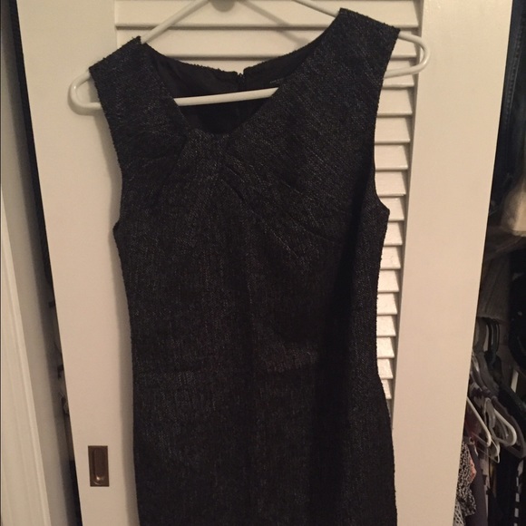 Ann Taylor faux-tweed gray shift dress