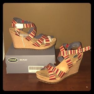 Dr. Scholl's Savory Red Stripe Wedge Sandal