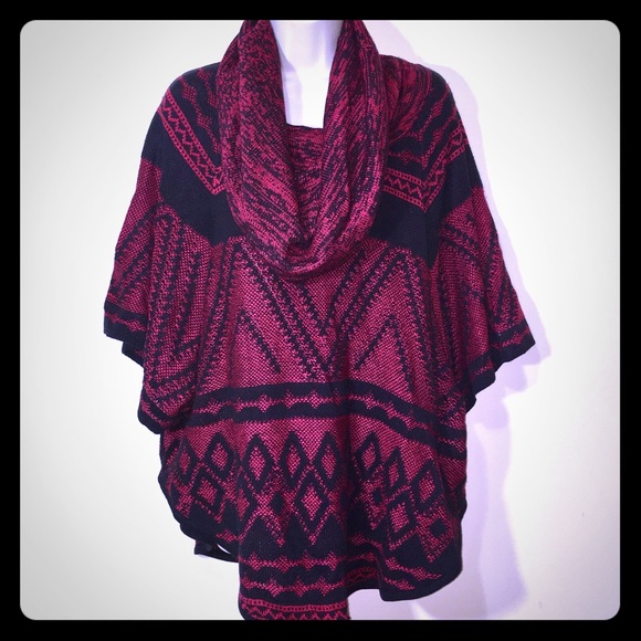 Women Cowl Neck Poncho Sweater