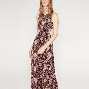 Zara Open-back Floral Maxi Dress