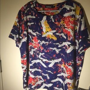 Boohoo crane pattern shirt