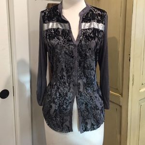 TINY Velvet burnout Henley, Anthropologie