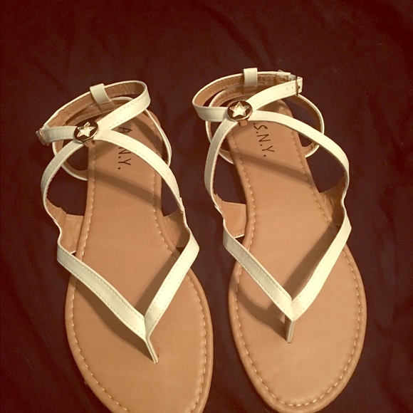 White strap flat sandals