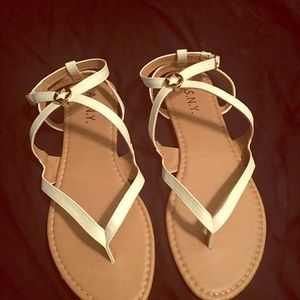 White strap flat sandals