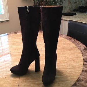 BCBG style# Charlize Chocolate Suede Knee Hi Boots