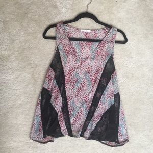 Printed lace combo top size medium. Semi-sheer