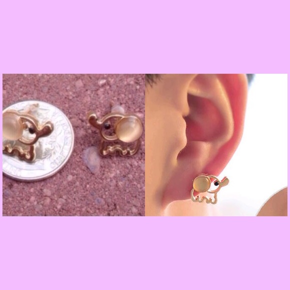 (G1) White Baby Elephant Earrings - Picture 3 of 4