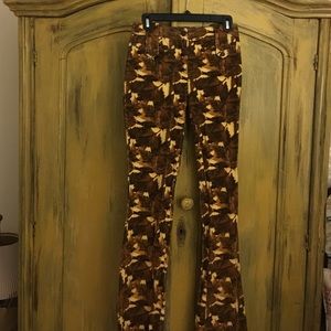 Dolce & Gabbana brown leaf corduroy pants