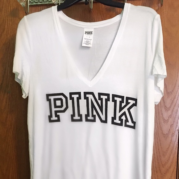 PINK Victoria's Secret Tops - VS PINK Super Soft White Vneck Tee