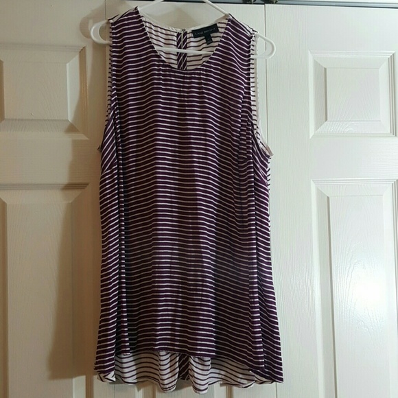 Lane Bryant Purple and white striped tank top