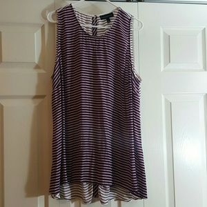 Lane Bryant Purple and white striped tank top