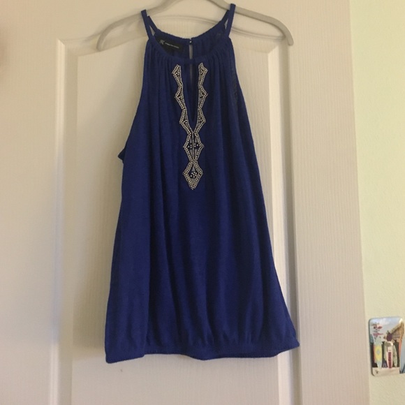 Blue halter top with gorgeous embroidery